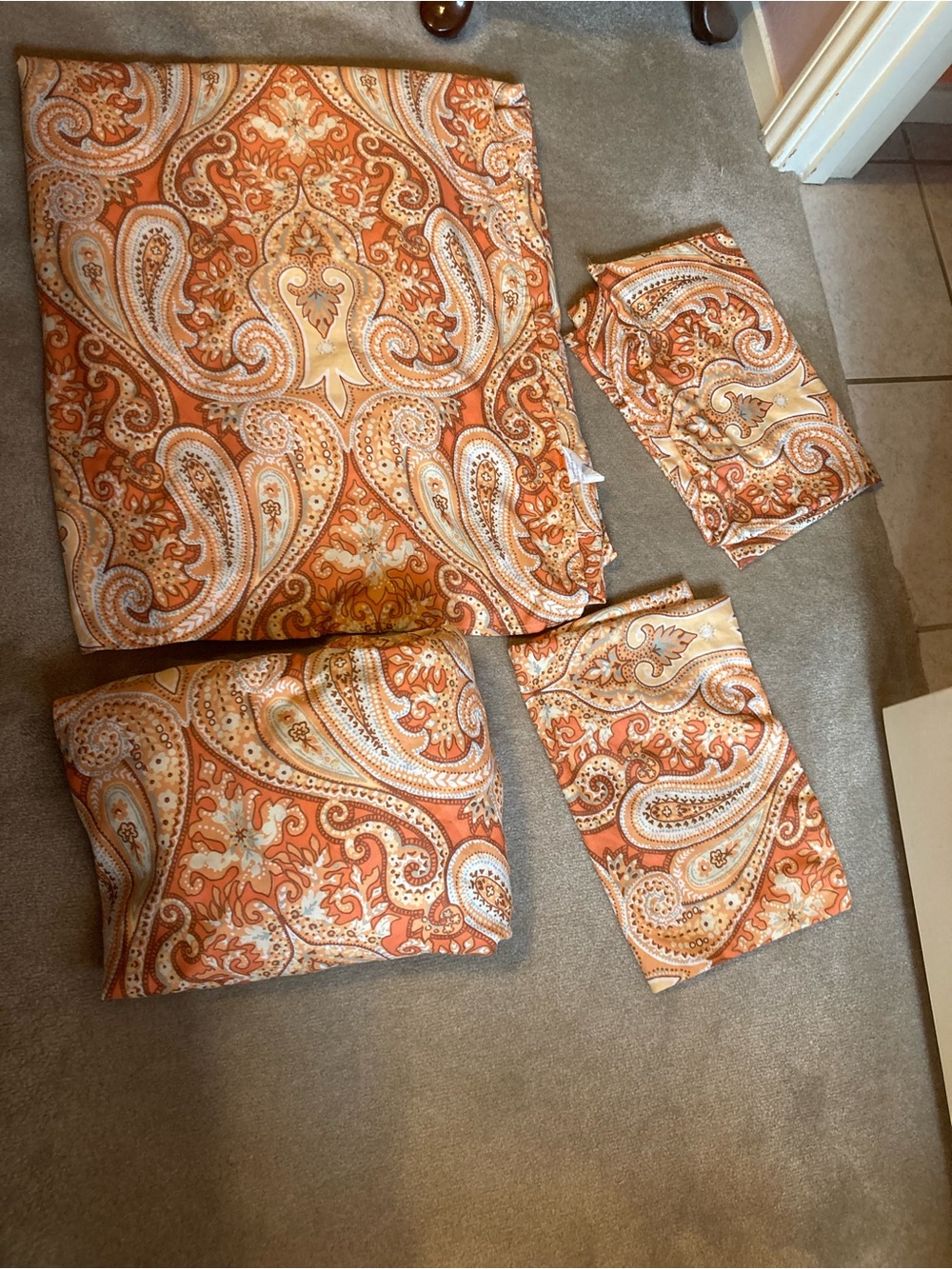 Paisley Orange Cotton Sheet Set - Unbranded